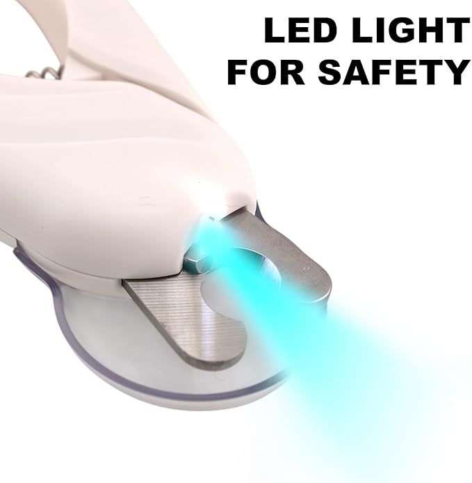 Cat Nail Clipper &amp; Small Dog Nail Clippers with LED Light - Illuminates Nails &amp; Bloodline for Safe, Easy Trimming - Extra Sharp, Avoid Over-Cutting - Essential Cat Supplies, White