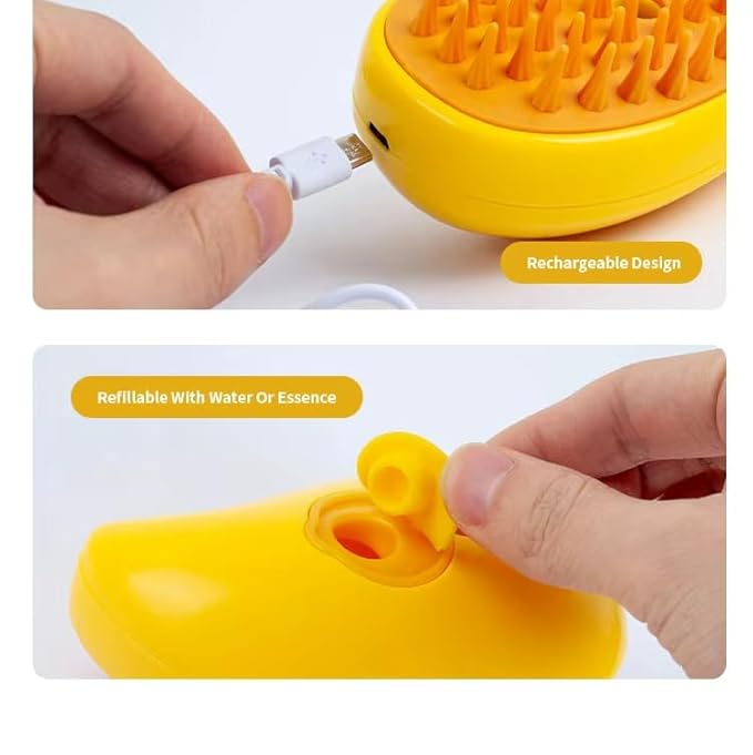 3-in-1 Rechargeable Pet Hair Brush: Massager, Steamy Comb &amp; Self-Cleaning Mist Spray for Cats &amp; Dogs
