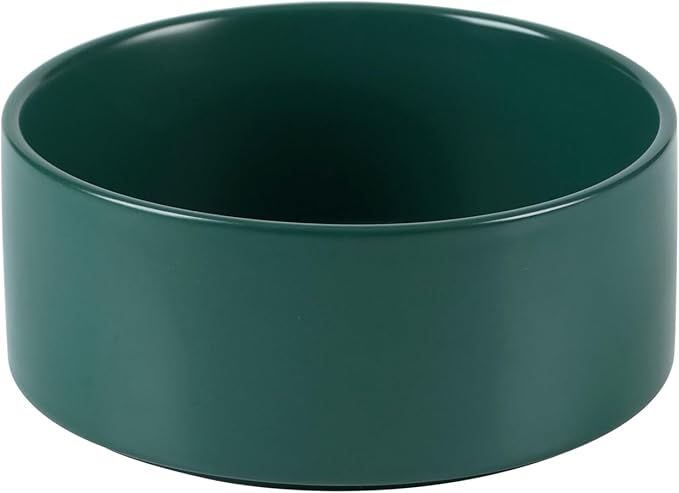Ceramic 6.1inch Non-Slip Dog Food and Water Bowl for Small &amp; Medium Breed Dogs,Pet Bowl for Replacement, Protects Cervical Spine (Green)