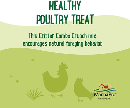 Manna Pro Farmhouse Favorites Critter Combo Crunch Poultry Treat - Protein Poultry Treat - Encourages Natural Foraging Behavior - 100% Natural Blend of Soldier Fly Larvae, Mealworms &amp; Shrimp - 2lb Bag