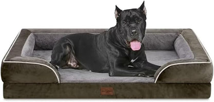 Comfort Expression XXL Orthopedic Dog Bed for Extra Large Dogs, Waterproof Orthopedic Foam Dogs Beds, Washable Dog Sofa Bed with Non-Slip Bottom &amp; Removable Cover(XX-Large,Dark Green)