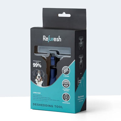Deshedding Dog Brush for Long Hair (Large,Blue) – Gentle Deshedding tool for Dogs &amp; Cats – Reduces shedding, without damaging topcoat. Removes Loose Fur &amp; Dead Undercoat.