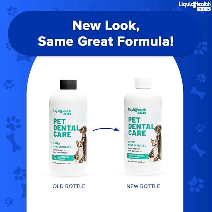 LIQUIDHEALTH Pet Dental Care Water Additive for Dogs &amp; Cats - Fast Acting Pet Bad Breath Freshener, Dog Mouth Wash, Animal Oral Dental Rinse, Plaque &amp; Tartar Teeth Cleaning Solution (3-Pack)