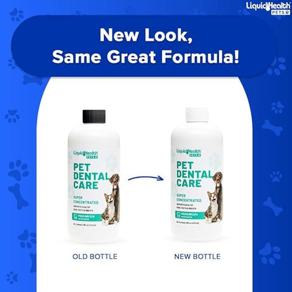 LIQUIDHEALTH Pet Dental Care Water Additive for Dogs &amp; Cats - Fast Acting Pet Bad Breath Freshener, Dog Mouth Wash, Animal Oral Dental Rinse, Plaque &amp; Tartar Teeth Cleaning Solution, USA Made (16 oz)