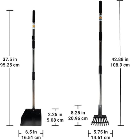 Bodhi Dog Pooper Scooper for Small to Large Dogs - Heavy Duty Metal Long Handle Tray &amp; Rake Poop Scoop - Durable, Rust-Resistant, Great for Grass, Streets, Gravel &amp; Outdoor Cleanups
