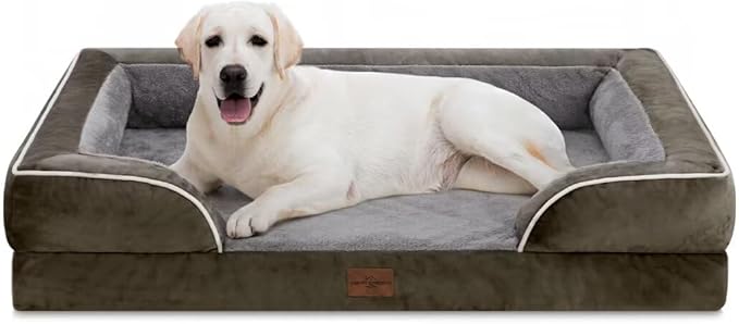 Comfort Expression Jumbo Breed Dog Bed, Large Dog Bed for Extra Large Dogs, Waterproof Orthopedic Dogs Beds, PV Washable Sofa Beds with Removable Cover &amp; Non-Slip Bottom(Jumbo,Dark Green)