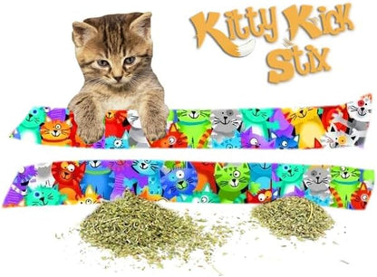 Kitty Kick Stix 15" Catnip Kicker Toy – Set of 2 | Handmade in USA | Interactive Cat &amp; Kitten Toy | Durable Kicker Packed with 100% Potent Catnip for All Breeds (Rainbow Cats)