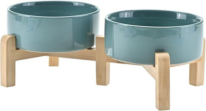 SPUNKYJUNKY Elevated Dog Bowls Ceramic, 5.1&