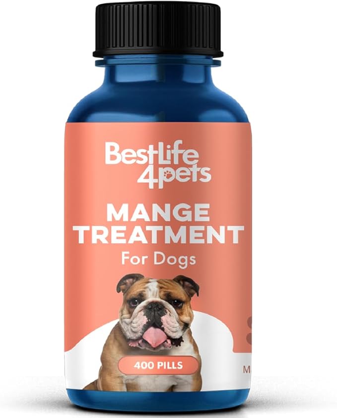Mange Treatment for Dogs, Natural Dog Itching Skin Relief for Demodectic &amp; Puppy Mange, Mites, Canine Scabies, Helps Dogs Skin Irritation, Hot Spots, Hair Loss, and Canine Dandruff, 800 Odorless Pills