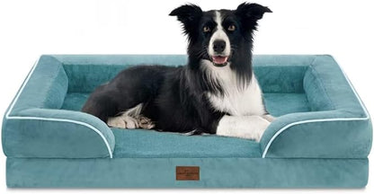 Comfort Expression Waterproof Large Dog Beds, Orthopedic Dog Beds for Large Dogs, Comfy Pet Bed Sofa with Washable Removable Cover &amp; Non-Slip Bottom(Washed Blue)