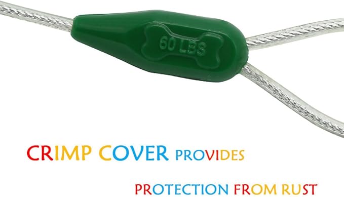 Petest 15ft Reflective Tie-Out Cable for Medium Dogs Up to 60 Pounds DarkGreen &amp; Silver