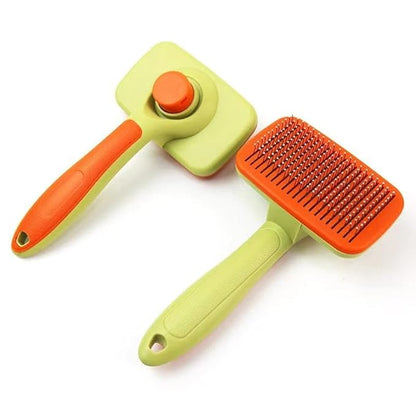 Self‑Cleaning Pet Grooming Brush for Dogs &amp; Cats – One‑Click Fur Release, Soft Rounded Bristles Massage, Ergonomic Non‑Slip TPR Handle, Safe Deshedding Tool for All Hair Types
