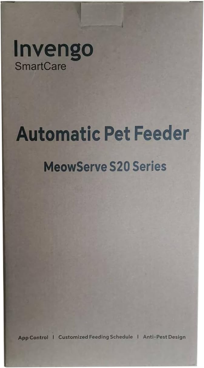 Cat Feeder Automatic - Cat Food Dispenser MeowServe S20, Auto Dog Feeder with Stainless Steel Bowl, 5L Pet Feeder with Patented Anti-Jam Port, App, Dual Lock Lid, Dual-Band WiFi &amp; Power, White