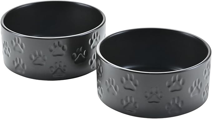 SPUNKYJUNKY Ceramic Dog and Cat Bowls 2 Pack, 5.1&