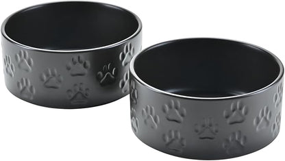 SPUNKYJUNKY Ceramic Dog and Cat Bowls 2 Pack, 5.1&