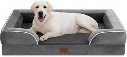 Comfort Expression Dog Beds for Extra Large Dogs, Waterproof Orthopedic Dog Bed Jumbo Breed, PV Washable Dogs Sofa with Removable Cover &amp; Non-Slip Bottom(Dark Grey)