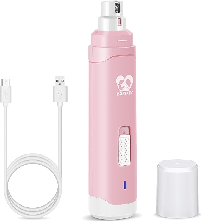 Casfuy Dog Nail Grinder Upgraded - Professional 2-Speed Electric Rechargeable Pet Nail Trimmer Painless Paws Grooming &amp; Smoothing for Small Medium Large Dogs &amp; Cats