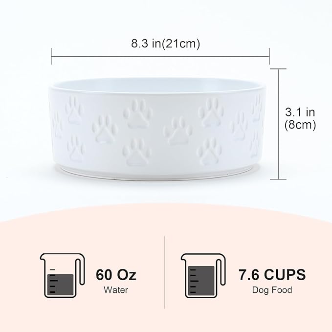 SPUNKYJUNKY Ceramic Dog Bowls 2 Pack, 8.3&