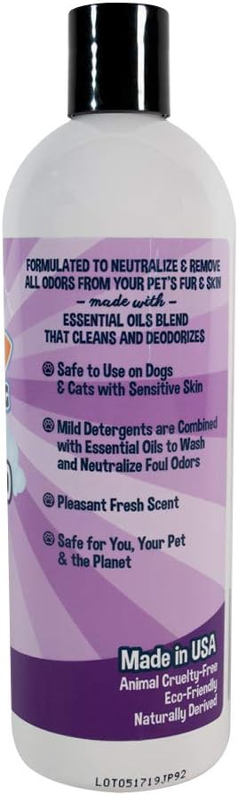 Bodhi Dog Skunk Shampoo - Odor Remover with Essential Oils for Dogs &amp; Cats - Cleans, Deodorizes &amp; Eliminates Skunk Smell - Gentle on Skin &amp; Suitable for Pets of All Sizes - Made in USA (16 Fl Oz)