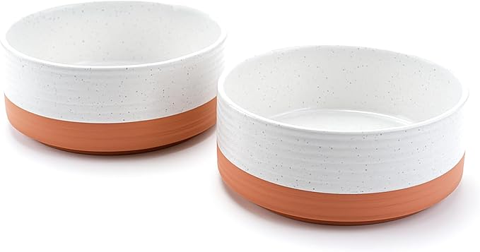 SPUNKYJUNKY Ceramic Dog and Cat Bowls 2 Pack, 5.1&