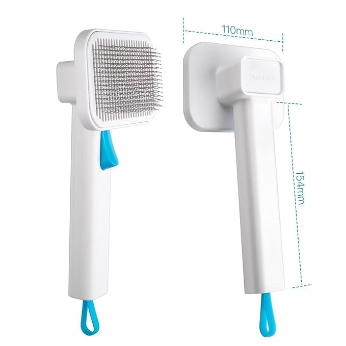 Self Cleaning Slicker Dog Cat Brush for Shedding - Deshedding Tool with Max Massage Tips, Grooming Brush for Short Medium Haired Cats &amp; Dogs (Blue)