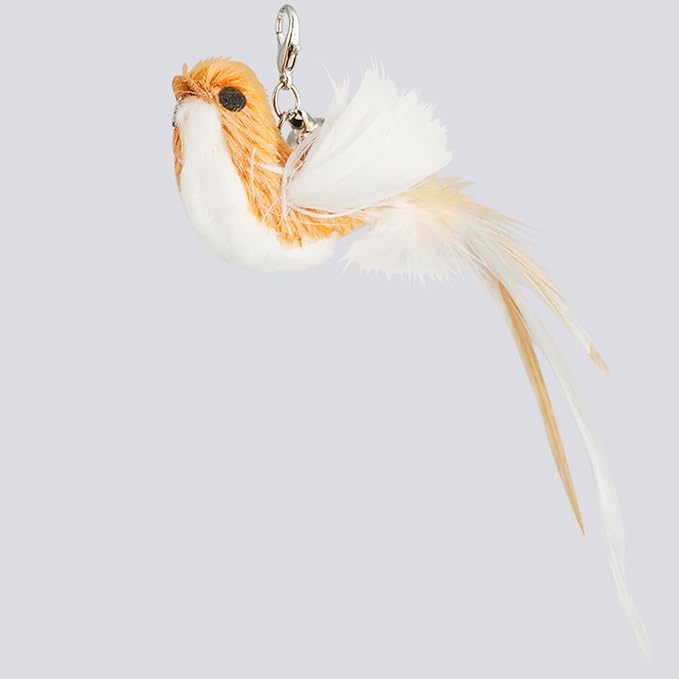 ROSAUI Cat Toy Refill Set – 6 Replacement Attachments for Teaser Wands, Includes 5 Feather Heads &amp; 1 Lifelike Bird, Bell-Equipped, Interactive Accessories for Indoor Cats
