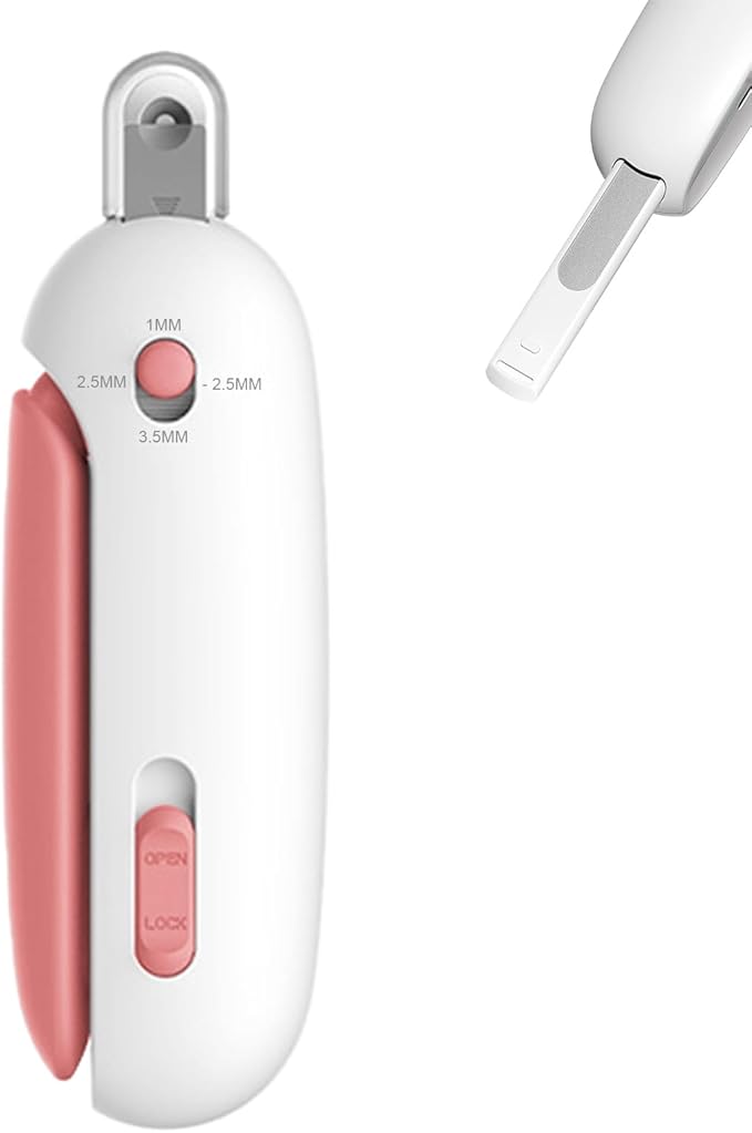 Pett Nail Clipper for Cats - Gentle Round-Hole Trimmer with Dust Storage | Adjustable Size &amp; Hidden Nail File | Pet Grooming Tool for Safe &amp; Loving Care (Pink)