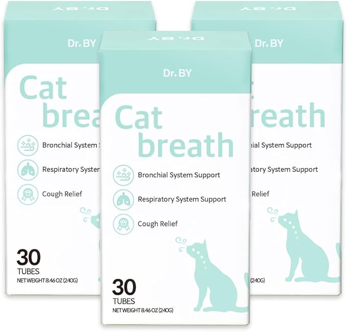Dr.by Cat Breath Bronchial Supplements Cat Sneezing Treatment Asthma Cold Cough Nose Relief Respiratory&amp;Immune Support with TF-343-30 lickable Formula Individually Packaged, Chicken (3 Packs (25.5OZ))
