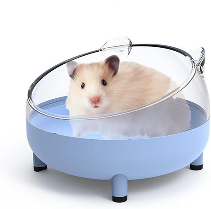 Meow&amp;Woof Hamster Sand Bath Container, Large Sandbox Toilet Gerbil Batheoom, Tiny Chinchilla Dust Bathtub Sand Bath Box for Hamster Cage Accessories 6.5 Inch - Blue