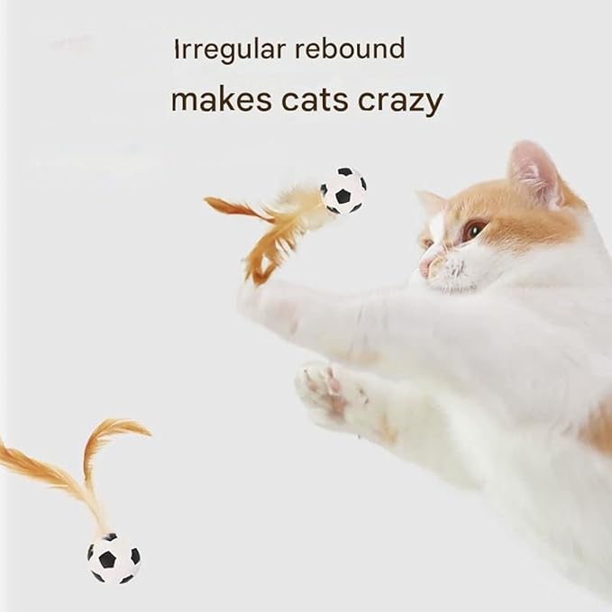 2025 New Interactive Cat Feather Ball Toy Set - Elastic Bouncy Cat Toys with Feather Tails, Silicone Rolling Balls for Indoor Cats &amp; Kitten Exercise, Safe &amp; Fun Play (1 Set)