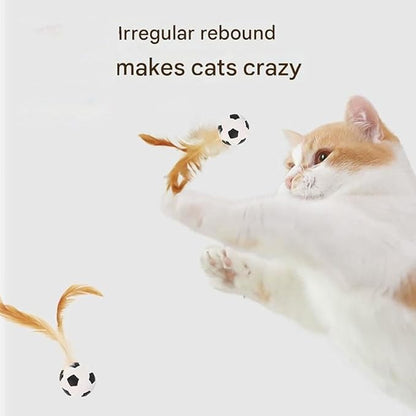 2025 New Interactive Cat Feather Ball Toy Set - Elastic Bouncy Cat Toys with Feather Tails, Silicone Rolling Balls for Indoor Cats &amp; Kitten Exercise, Safe &amp; Fun Play (1 Set)