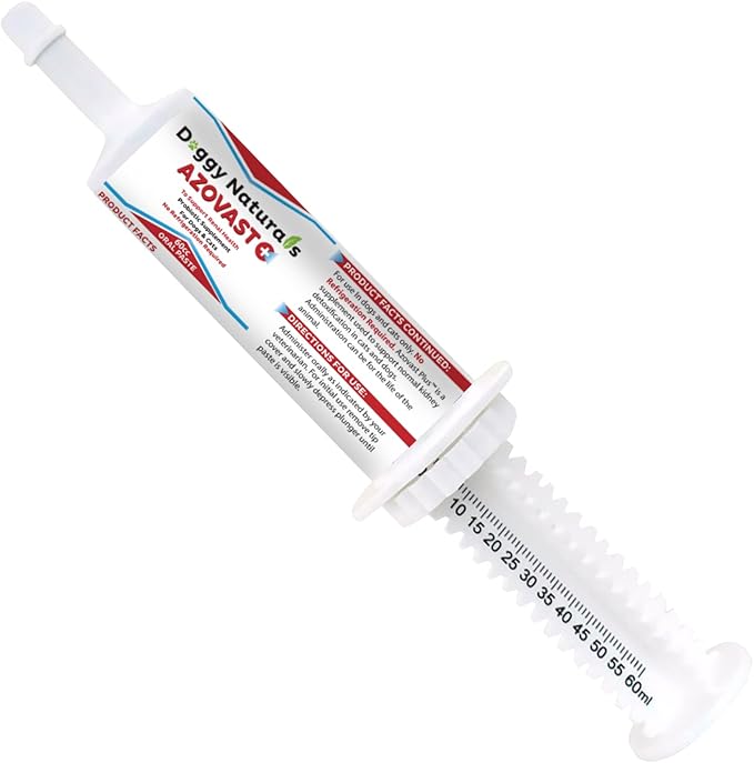 Azovast Plus Kidney Health Supplement for Dogs &amp; Cats, Oral Paste (60 cc) - NO Refrigeration Required - Help Support Kidney Function &amp; Manage Renal Toxins Chicken Flavor (Made in U.S.A(60cc)