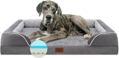 Comfort Expression Orthopedic Memory Foam Dog Beds for Giant Dogs, XXL Dogs Beds Washable, Waterproof Dog Beds with Bolster &amp; Removable Cover(XX-Large,Silver Grey)