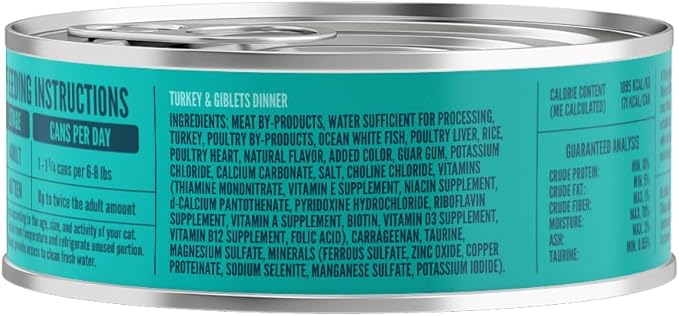 A Strong Heart Canned Wet Cat Food, Turkey &amp; Giblets Dinner - 5.5 oz Cans (Pack of 24), Made in The USA with Real Turkey &amp; Savory Giblets