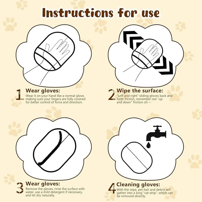 Pet Hair Remover Glove, 2025 New Pet Hair Removal Glove, Upgrade Efficient Grooming Gloves for Pet Hair, Reusable Cat Dog Grooming Gloves Pet Hair, Remover Electrostatic Gloves, for Cats &amp; Dogs