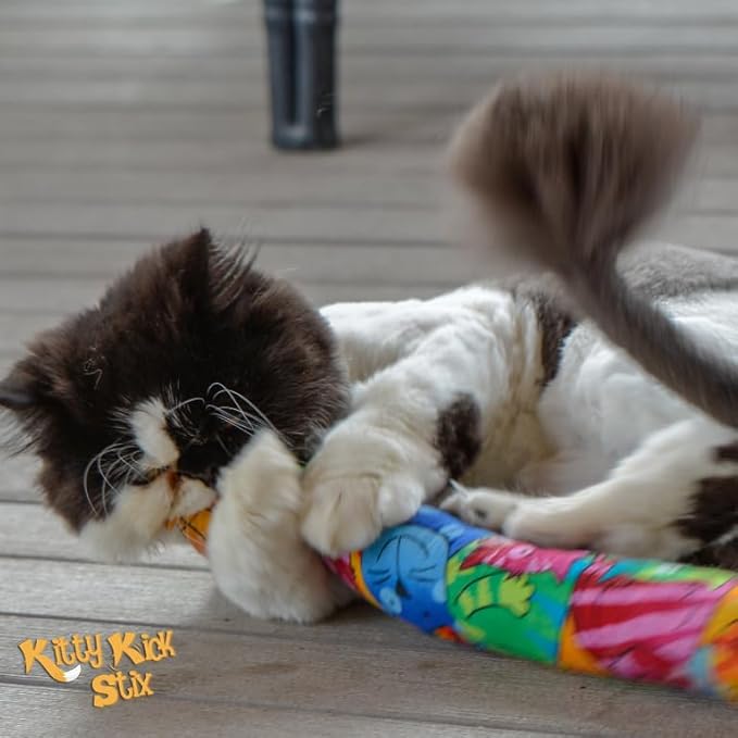 Kitty Kick Stix 15" Original Catnip Kicker Toy (Set of 2), Handmade in USA by Cat Lovers, Interactive Natural Cat &amp; Kitten Toy, Packed with 100% Potent Catnip for All Breeds (15" +6" Combo)