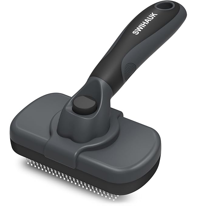 Swihauk Self Cleaning Slicker Brush - Skin Friendly for Dogs &amp; Cats, Deshedding Grooming Tool for Shedding Hair, Puppy Brush for Haired Pets