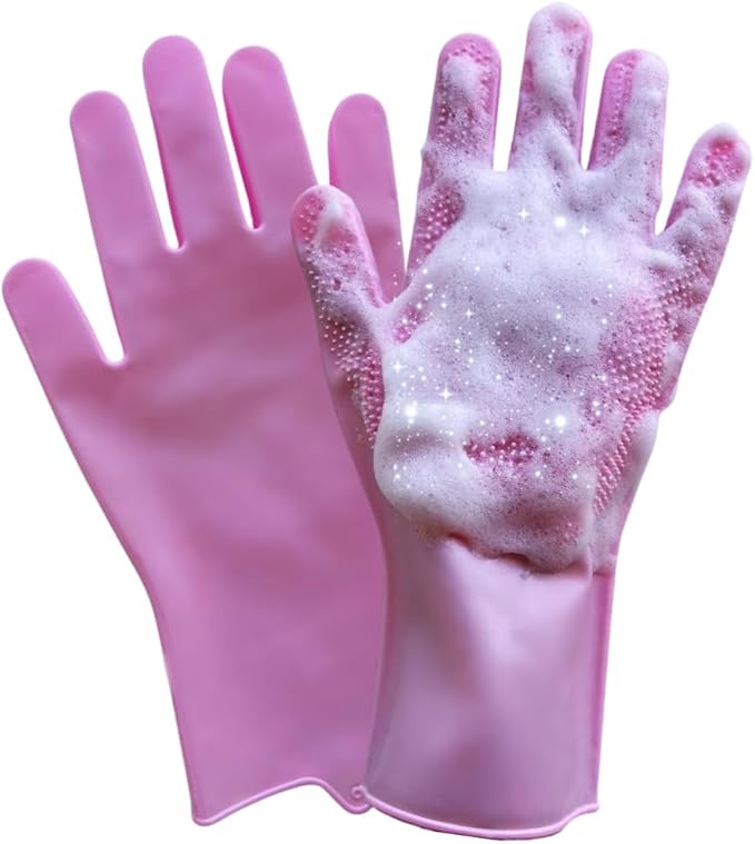 Grooming Gloves for Cats &amp; Dogs - Pet Hair Removal Glove, Silicone Brush for Dog or Cat Washing, Puppy Bath Supplies for Shedding Cleaning Bathing &amp; Massage, Fur Remover Mitt, Shower Shampoo Scrub