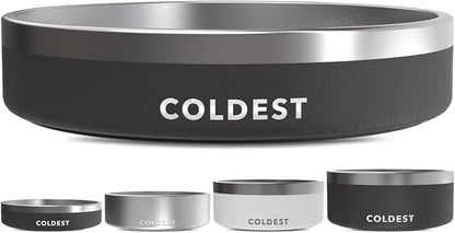 Coldest Dog Bowl - Anti Rust Metal, Non Slip, 3 Layers Insulated Stainless Steel Dog Bowls - Spill Proof &amp; Heavy Duty - Water Bowl for Dogs, Cats &amp; Pets, Dish Washer Safe (21 oz, Stealth Black)