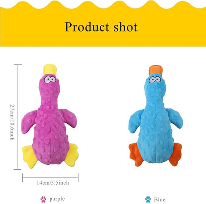 OUANGANC Calming Duck Dog Toy for Aggressive Chewers, Make a Crinkly Crunchy Noise, with Squeaker, 2025 Upgraded Indestructible Puppy Teething Toys, for Small to Medium Dog Breeds (Green 10.6in)