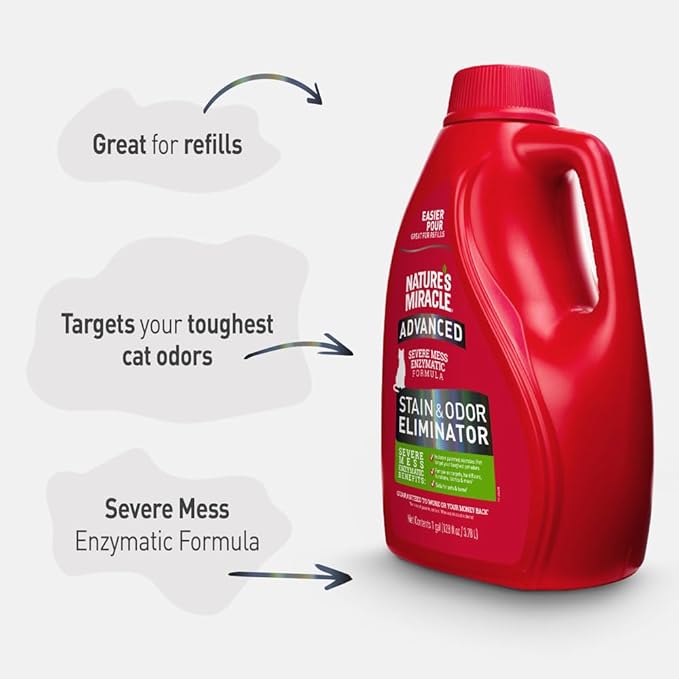 Nature’s Miracle® Advanced Stain &amp; Odor Eliminator, 128 fl oz, Fresh Scent, Severe Mess Enzymatic Formula for Tough Pet Messes