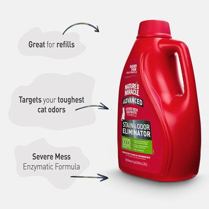 Nature’s Miracle® Advanced Stain &amp; Odor Eliminator, 128 fl oz, Fresh Scent, Severe Mess Enzymatic Formula for Tough Pet Messes