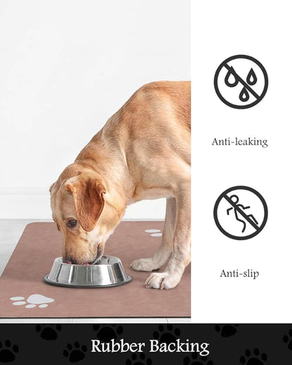 Pet Feeding Mat-Absorbent Dog Mat for Food and Water Bowl-No Stains Quick Dry Water Dispenser Mat-Dog Accessories Pet Supplies-Bowl for Messy Drinkers（Dusty Pink,23"x34"