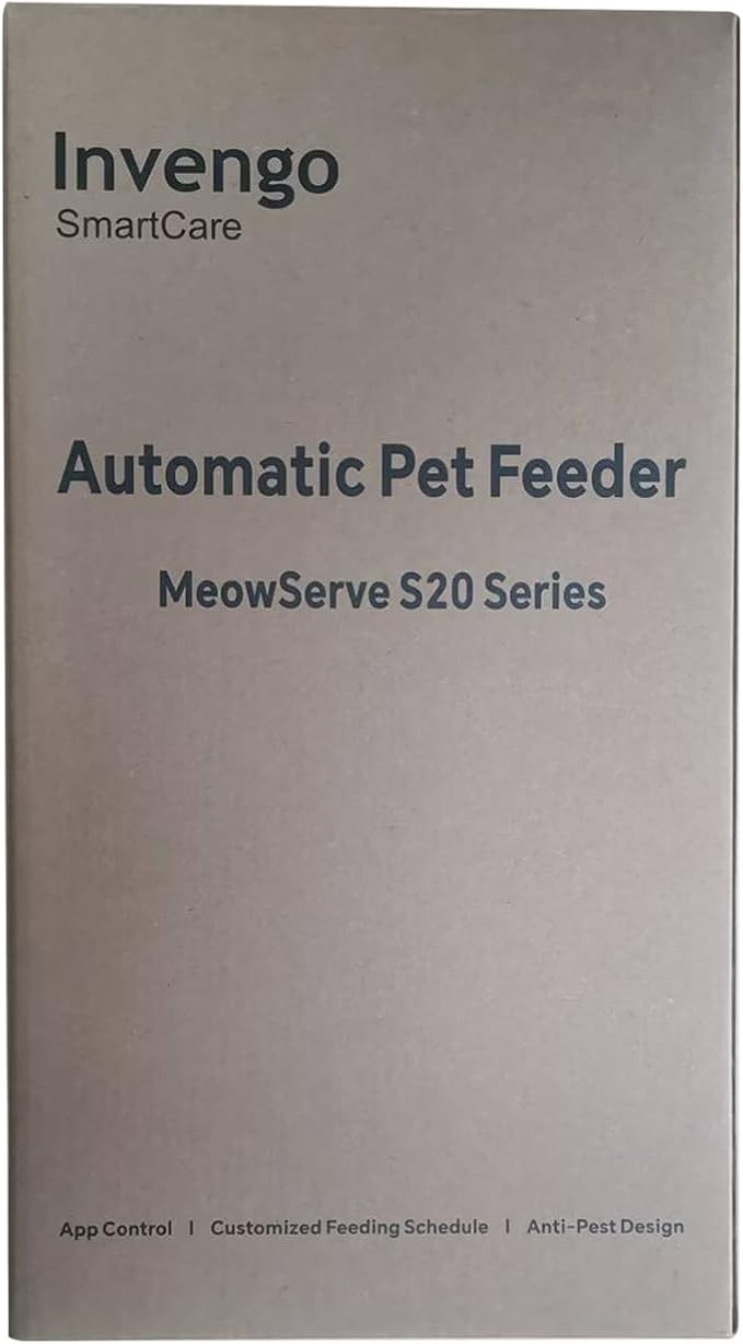 Cat Feeder Automatic - Cat Food Dispenser MeowServe S20, Auto Dog Feeder with Stainless Steel Bowl, 5L Pet Feeder with Patented Anti-Jam Port, App, Dual Lock Lid, Dual-Band WiFi &amp; Power, White