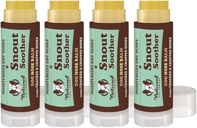 Natural Dog Company Snout Soother Balm Bundle, with 4 Travel Sticks (0.15 oz Each), Wax for Dry, Cracked Noses, Heals &amp; Moisturizes with Shea Butter &amp; Coconut Oil, Lick-Safe Nose Butter, Made in USA