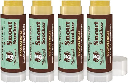 Natural Dog Company Snout Soother Balm Bundle, with 4 Travel Sticks (0.15 oz Each), Wax for Dry, Cracked Noses, Heals &amp; Moisturizes with Shea Butter &amp; Coconut Oil, Lick-Safe Nose Butter, Made in USA