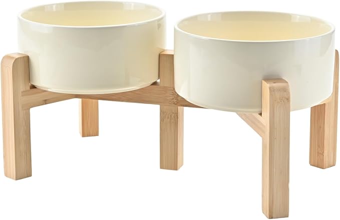 SPUNKYJUNKY Elevated Dog Bowls Ceramic, 6.1&
