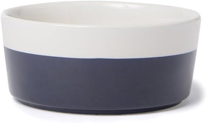 Waggo Dipper Ceramic Dog Bowl for Small and Large Breeds - Heavyweight and Durable Pet Food and Water Dish Crock, Dishwasher Safe, Modern (Midnight, Large)