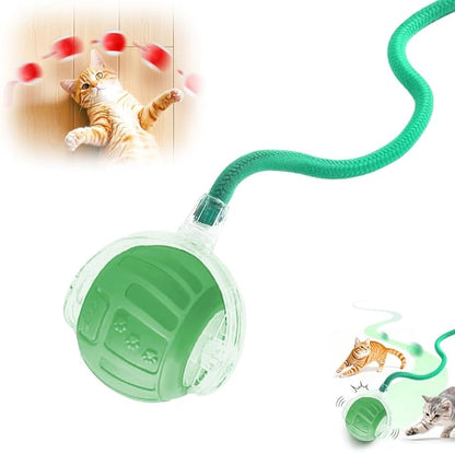 2026 New Interactive Pet Toy Ball, Smart Interactive Toy Ball for Cats &amp; Dogs, Electric Rolling Pet Toy Ball, Rechargeable Interactive Cat Toys for Bored Indoor Cats Kittens to Keep Busy (Green)
