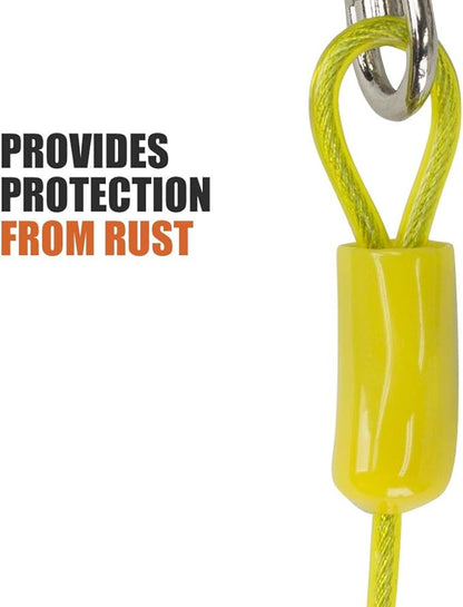 BV Dog Tie Out Cable 25 Feet - Heavy Duty Dog Lead Up to 35 Pounds - Reflective &amp; Rust-Free with Quick Release Swivel Clips &amp; 360° Rotating Clasp - Tangle-Free Dogs Runner for Yard (Yellow, Single)